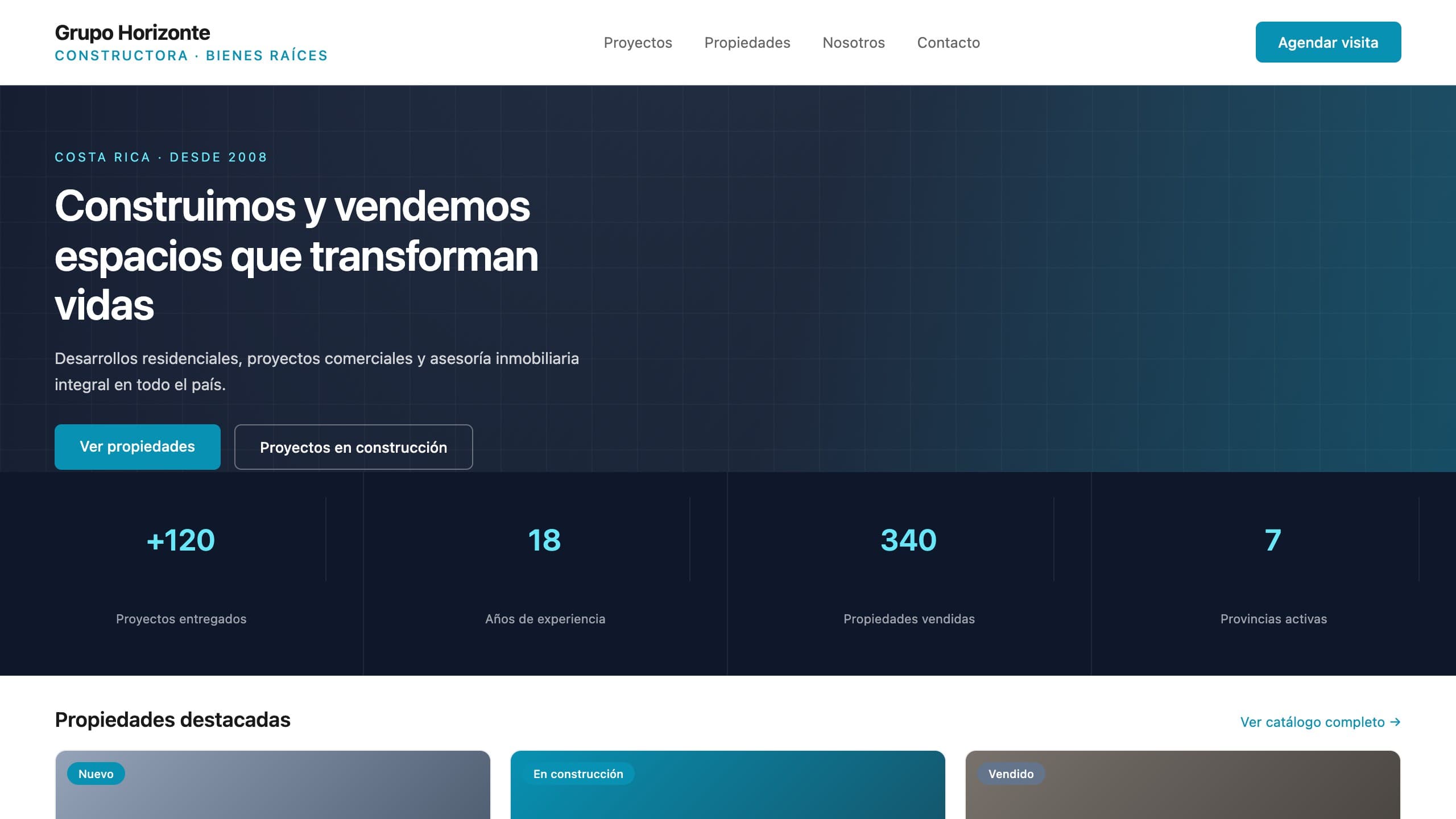 Captura del proyecto Bienes raíces