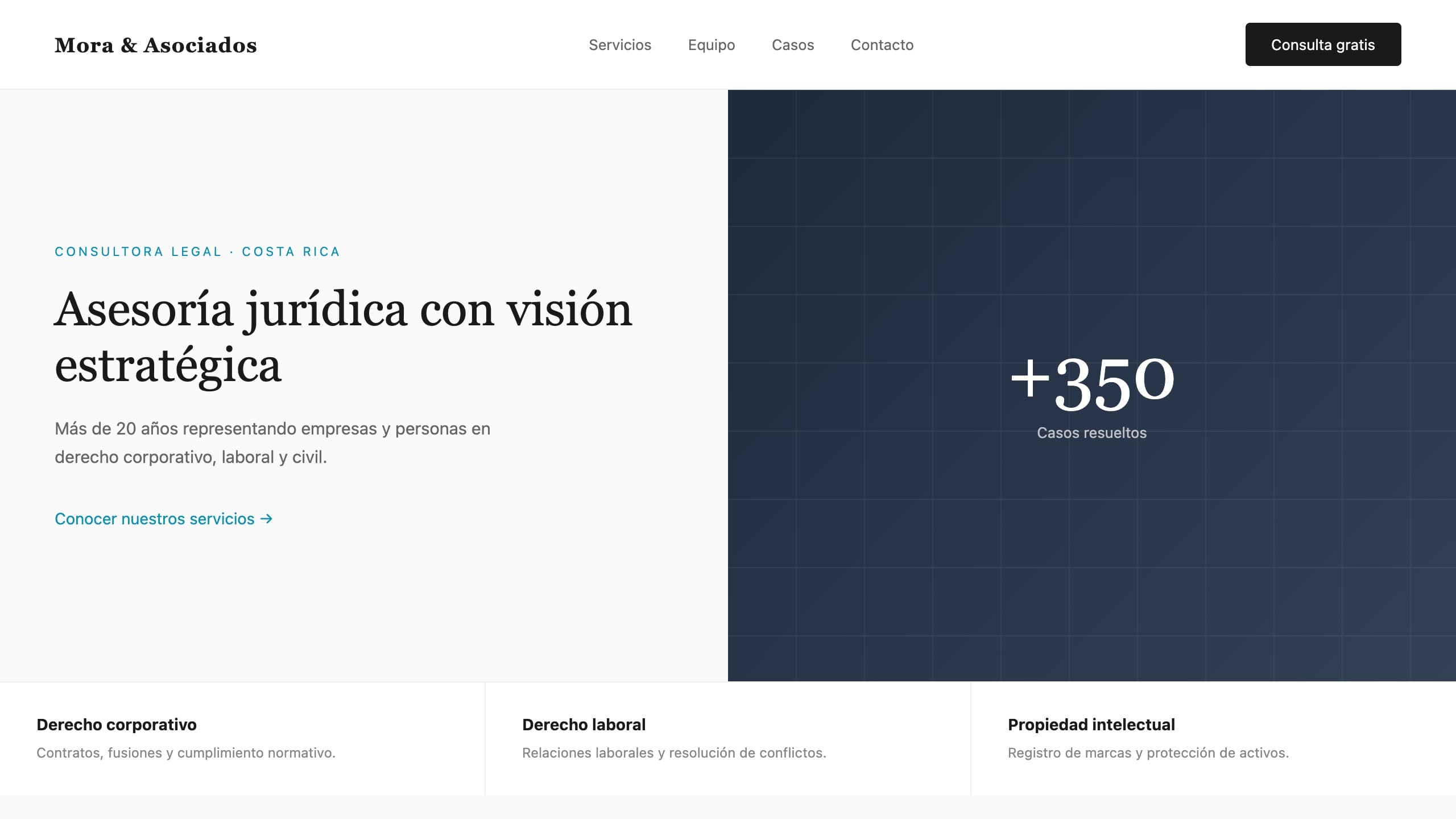 Captura del proyecto Bufete de abogados
